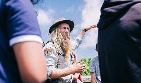 A ranger speaking to students on a Venture to the falls school excursion. Photo: And the Trees Photography &copy; DPIE