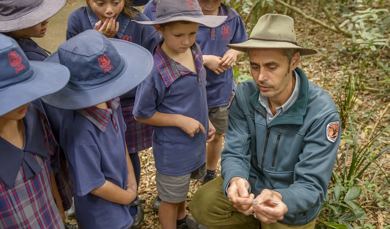 Students on a school excursion guided by National Parks staff. Photo: J. Spencer/OEH