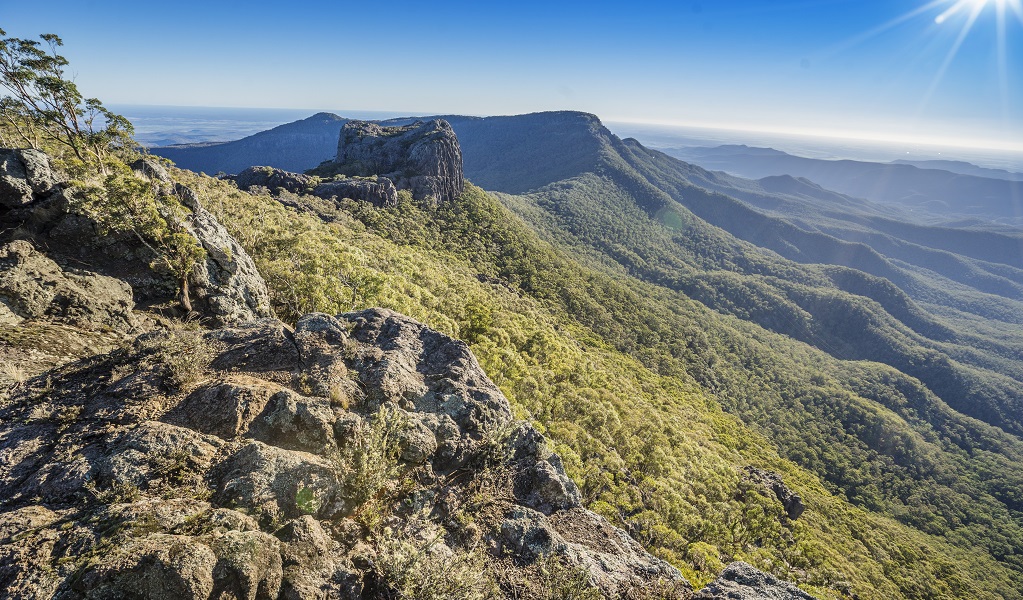 View of volcanic landscape, Mount Kaputar National Park. Photo: Simone Cottrell &copy; DPE