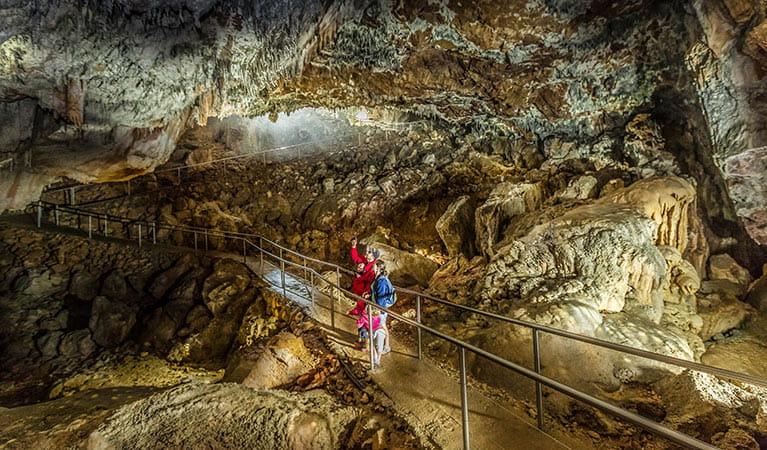 Caves and karst environment, visitors in Yarrangobilly Caves, Kosciuszko National Park. Photo: Murray Vanderveer