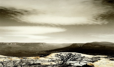 An artwork of the Blue Mountains landscape from the Stone to Cloud – It’s a Gift exhibition at Blue Mountains Heritage Centre. Photo: Colin Berryman &copy; Colin Berryman