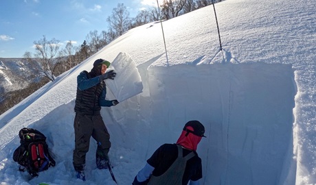A man demonstrating avalanche survival skills. Photo &copy; Avalanche Training Australia