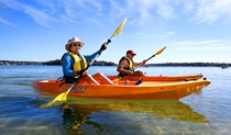 2 people kayaking on a Bundeena Kayaks guided tour. Photo: Paul Robbins &copy; Monde Photo