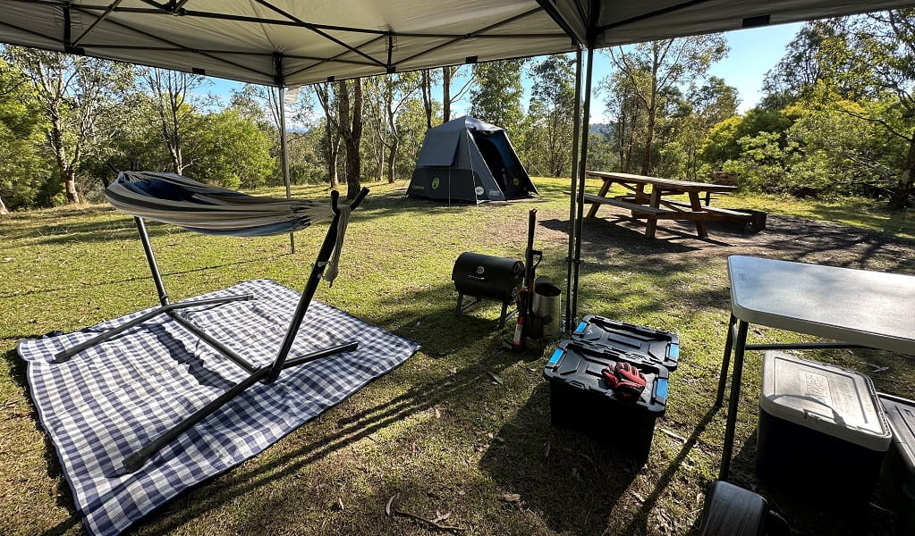 Camplete camping set up with dining area and hammock. Photo: Clement Chan &copy; Camplete