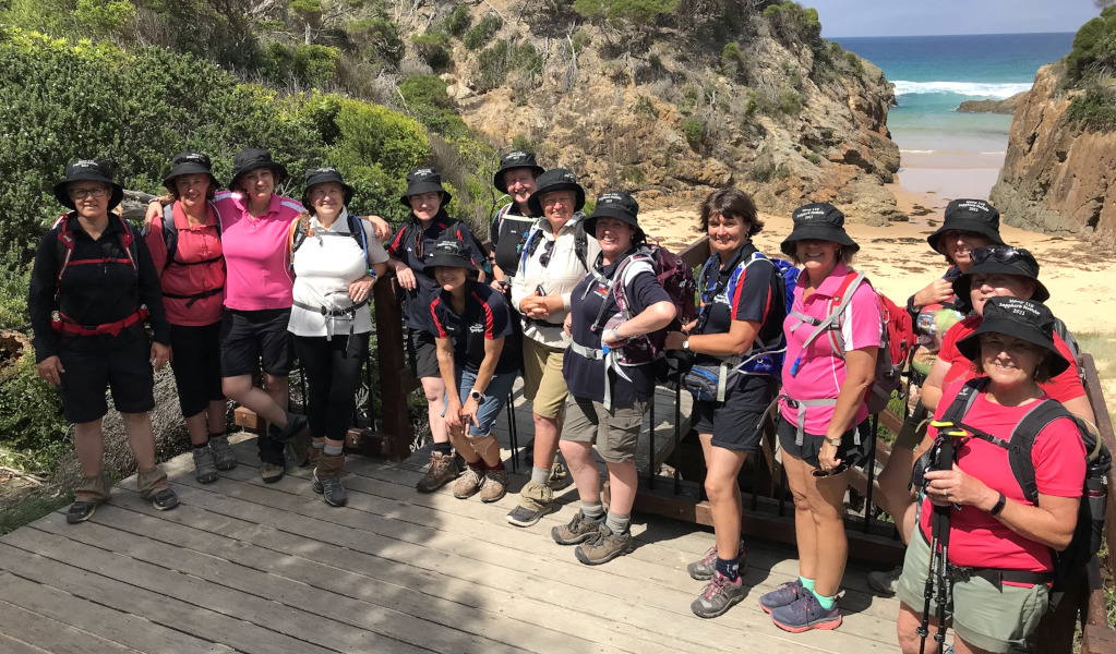 Group of women wearing black hats on Light to Light walk guided tour in Beowa National Park. Photo: &copy; Life's an Adventure
