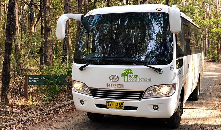 A Park Connections bus at Garawarra Farm carpark. Photo: Busfleet Australia
