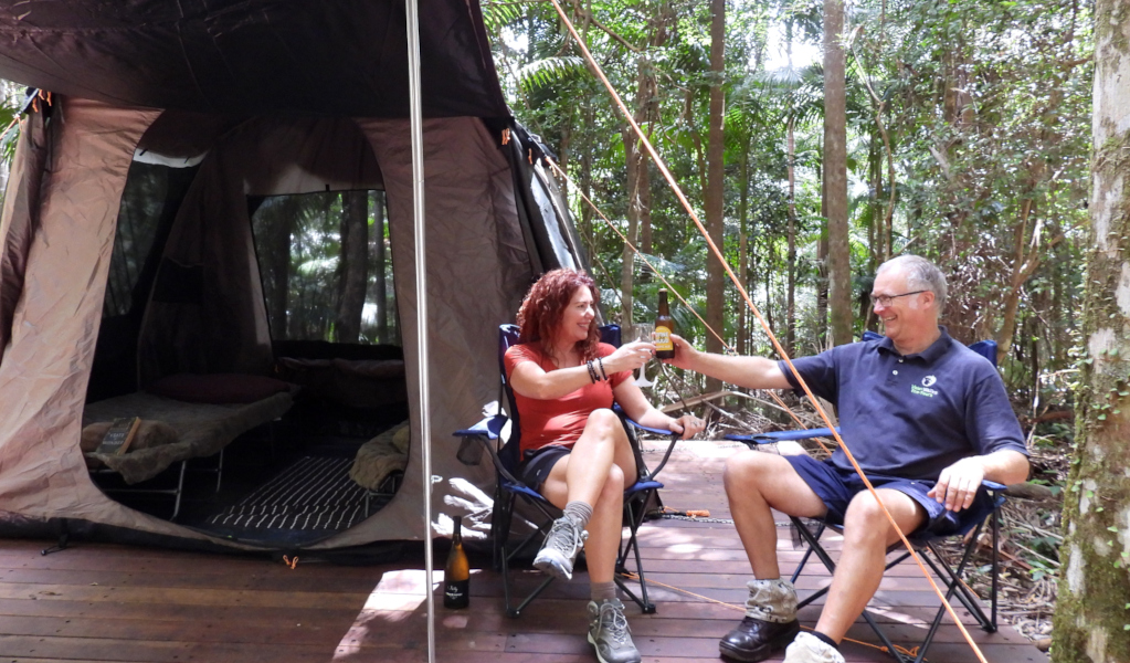 Glamping set-up on Vision Walks eco tour. Photo: Windy Bithell &copy; Vision Walks Eco Tours
