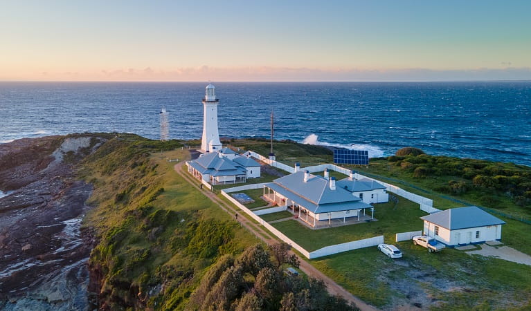 Aerial view of Green Cape Lighthouse, Ben Boyd National Park. Photo: Jessica Bray &copy; the photographer