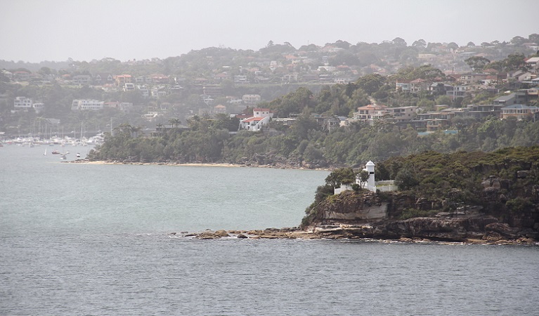 View of Grotto Point lighthouse at Middle Head, along the Spit to Manly walk, Sydney Harbour National Park. Photo: John Yurasek &copy;DPIE