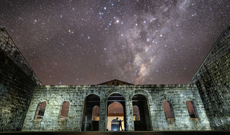 Trial Bay Gaol with starscape. Photo: Kim Payne Photography &copy; DPE