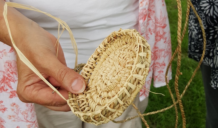 The base of a small woven basket, Mimosa Rocks National Park. Photo: Jessica Bray &copy; DPIE