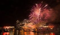 View of the New Year's Eve fireworks from Goat Island, Sydney Harbour National Park. Photo: Jennifer Mitchell &copy; DPE