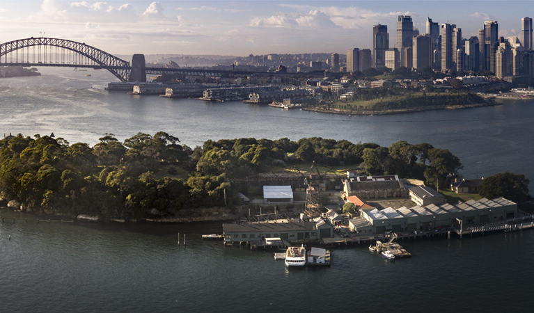 Aerial view of Goat Island, Sydney Harbour National Park. Photo: Stuart Cohen &copy; DPE