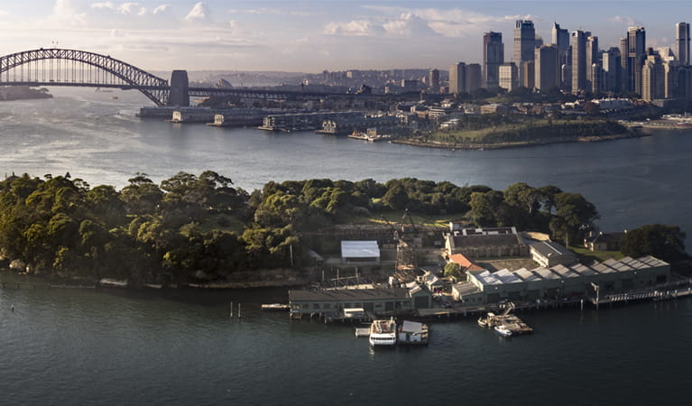 Aerial view of Goat Island, Sydney Harbour National Park. Photo: Stuart Cohen/DPIE