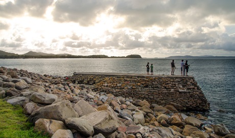 People fishing from platform, Tomaree National Park. Photo: John Spencer