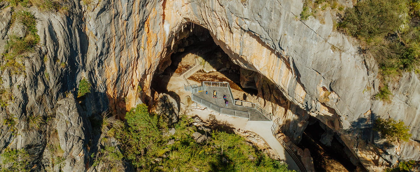 Aerial image of Victoria Arch, Wombeyan Karst Conservation Area. Credit: Remy Brand &copy; DCCEEW