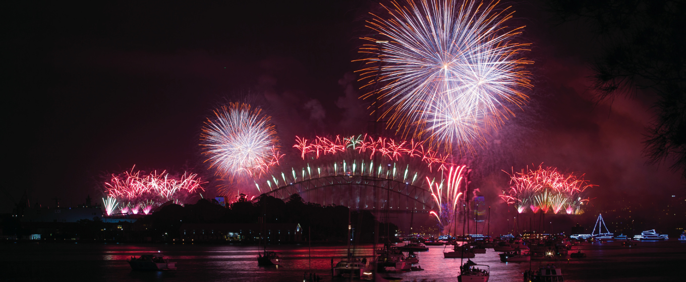 New Year's Eve fireworks over Sydney Harbour, seen from Clark Island. Photo: Edwina Pickles/DPIE