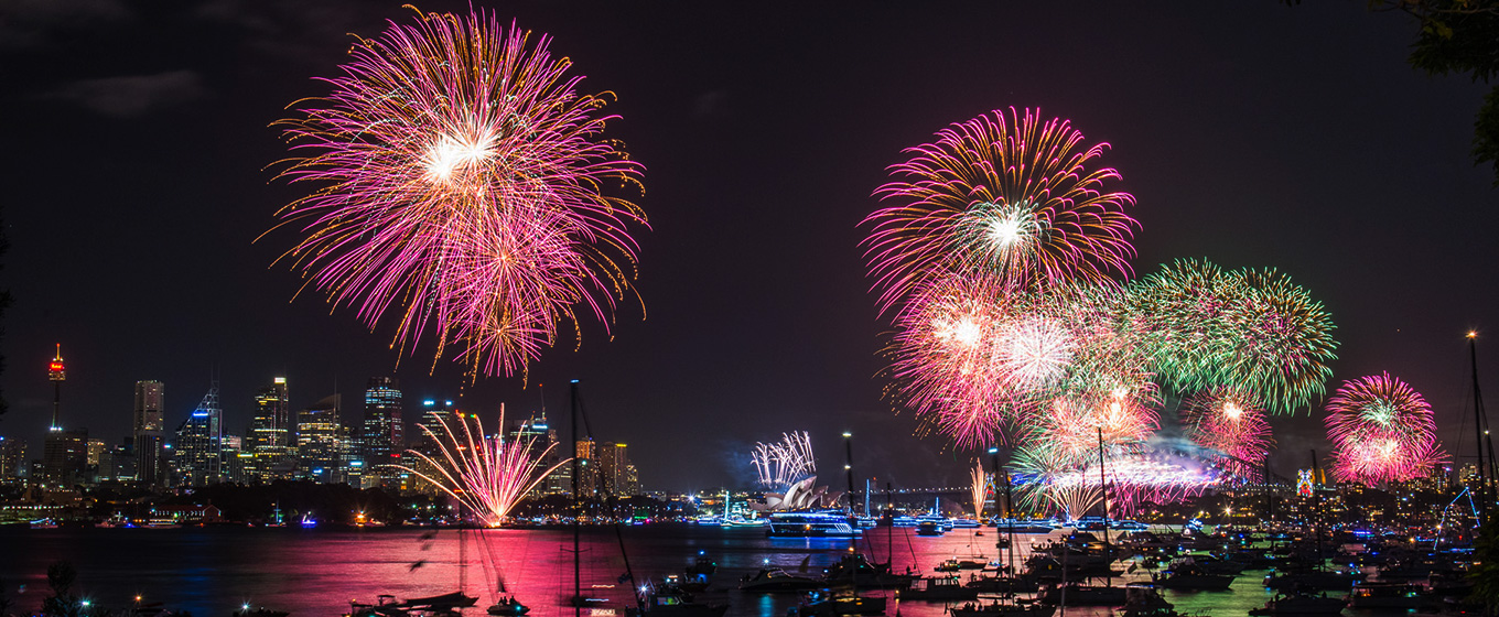 View from Bradleys Head Amphitheatre of the Sydney New Year's Eve fireworks. Photo: Kelly Hulme/OEH