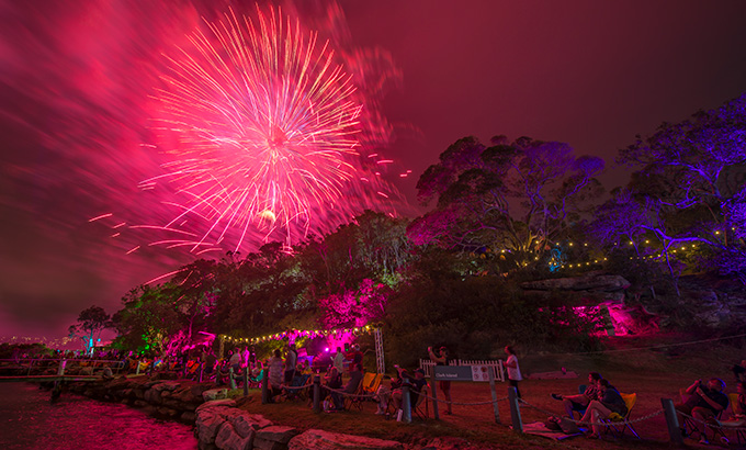 NYE fireworks from Clark Island. Photo: John Spencer &copy; DPE