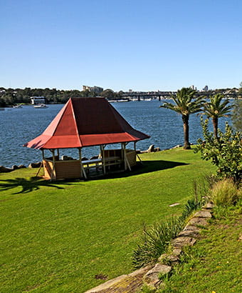 Loir's house and gazebo, Rodd Island, Sydney Harbour National Park. Photo: K McGrath