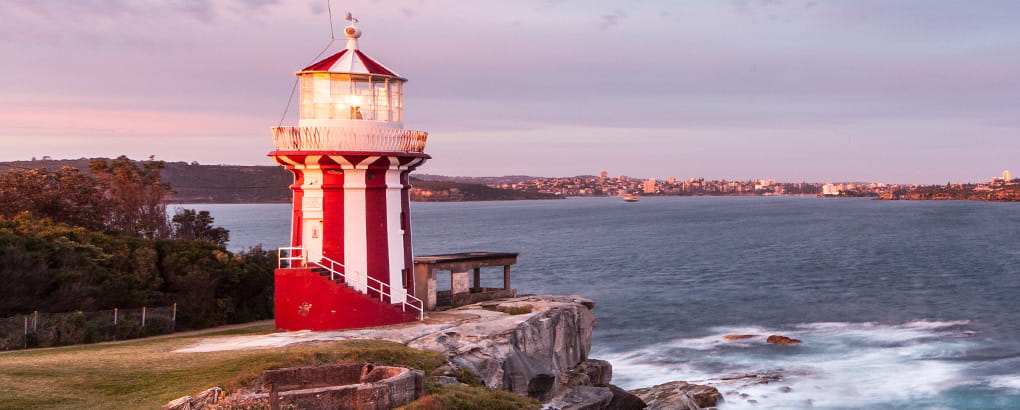 View of Hornby Lighthouse at South Head, Sydney Harbour National Park. Photo: David Finnegan/DPIE
