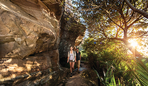 A couple walk Smugglers track in Ku-ring-gai Chase National Park. Photo: D Finnegan/OEH