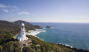 Aerial view of Smoky Cape lighthouse, Hat Head National Park. Photo: Jessica Robertson/OEH.