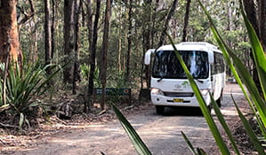 A Park Connections bus at Garawarra Farm carpark. Photo: Busfleet Australia