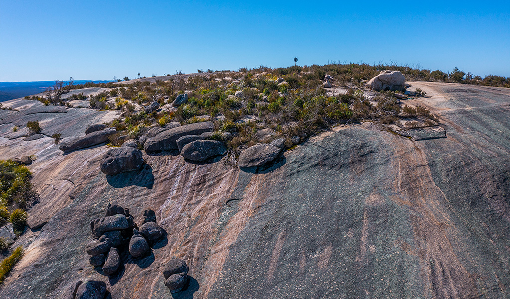 View of the dome of Bald Rock in Bald Rock National Park. Photo: Joshua J Smith &copy; DPE