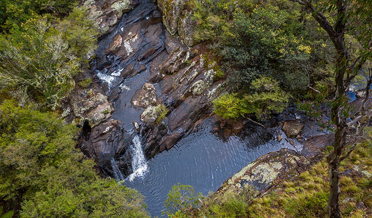 Aerial view of Polblue Falls in Barrington Tops State Conservation Area. Photo: John Spencer &copy; OEH