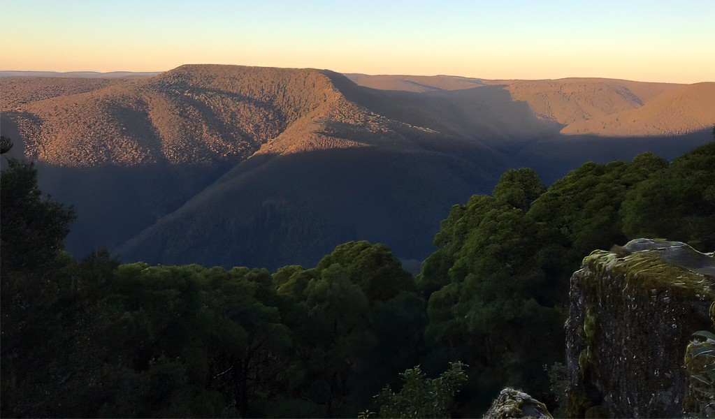 Thunderbolts lookout at sunset, Barrington Tops National Park. Photo: Richard Bjork, &copy; Richard Bjork/DCCEEW