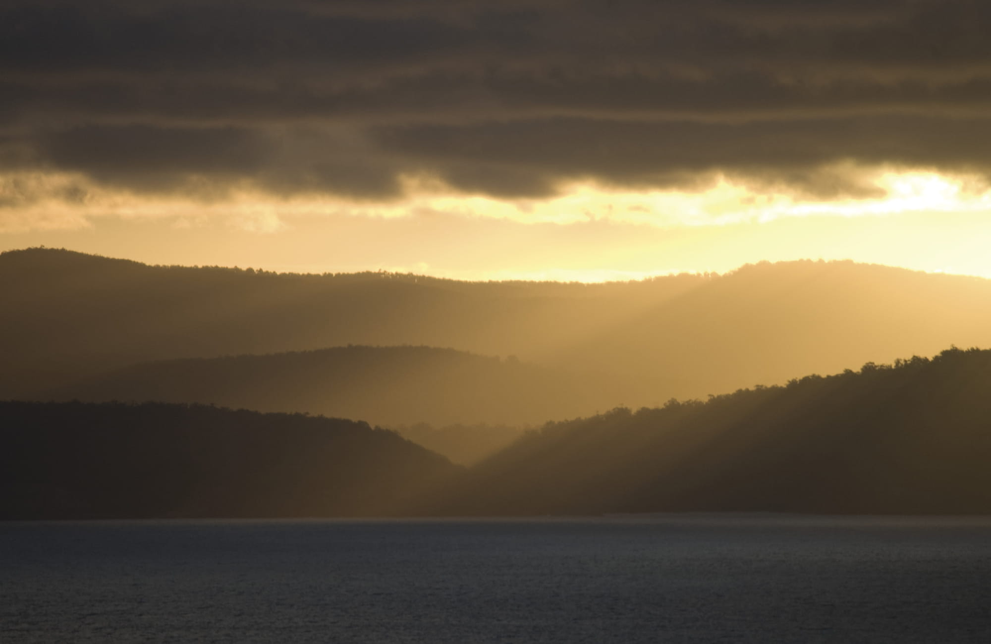 Sunset over sea and Beowa National Park. Photo: A Brown/OEH 