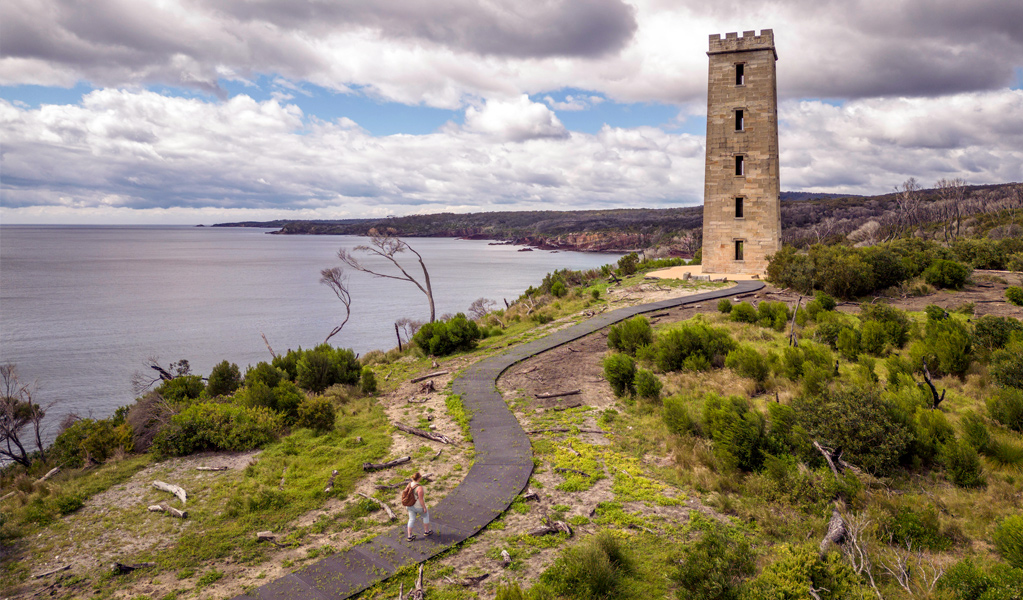 Boyds Tower historic site, Beowa National Park near Eden. Photo: John Spencer &copy; DCCEEW