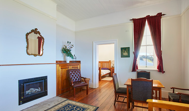 Living room in Green Cape cottage 2, Beowa National Park. Photo: Nick Cubbin/OEH