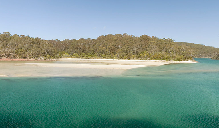 Pambula River mouth seen from Pambula River walking track. Photo: Michael Van Ewijk/DPIE