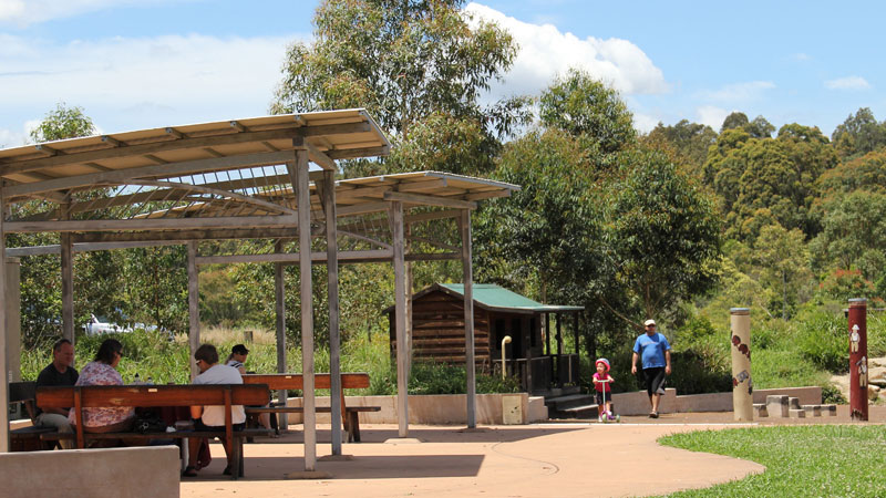 Playground and shelter, Blue Gum Hills Regional Park. Photo: John Yurasek &copy; DPIE