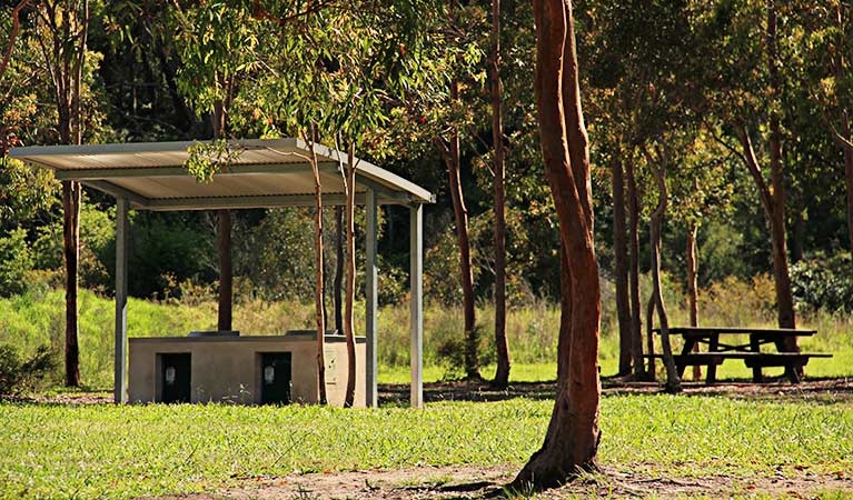 A barbecue shelter at Village Green picnic area in Blue Gum Hills Regional Park. Photo: John Yurasek &copy; OEH