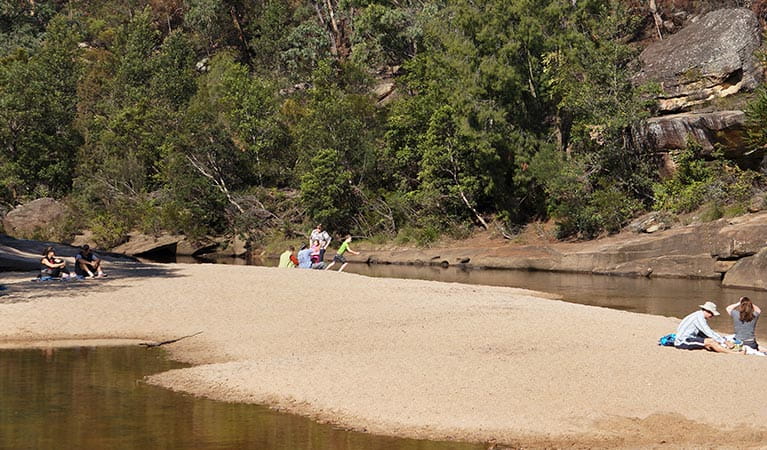 Kids playing at Jellybean Pool, Blue Mountains National Park. Photo: Steve Alton/NSW Government