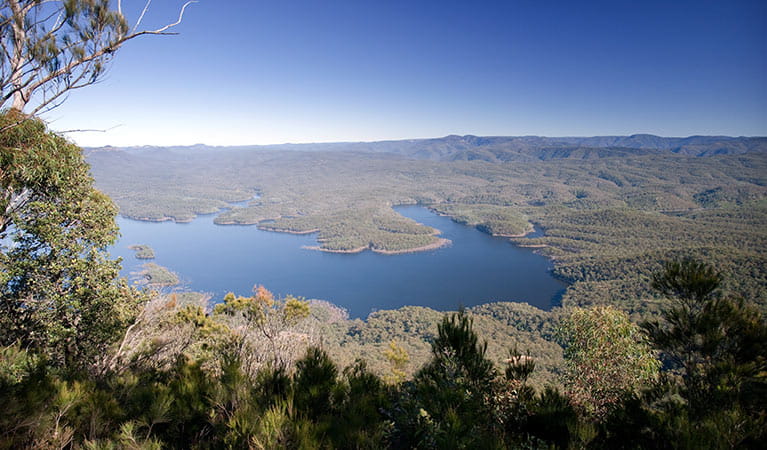 Unspoilt views of Lake Burragorang along the Wentworth Falls to McMahons Point 4WD touring route, Blue Mountains National Park. Photo: Nick Cubbin/OEH