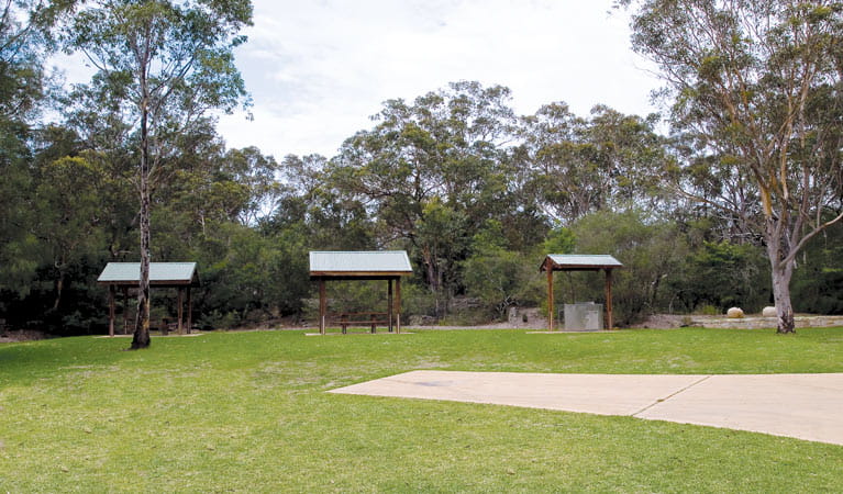 Bomaderry Creek picnic shelters, Bomaderry Creek Regional Park. Photo: Michael Van Ewijk &copy; OEH