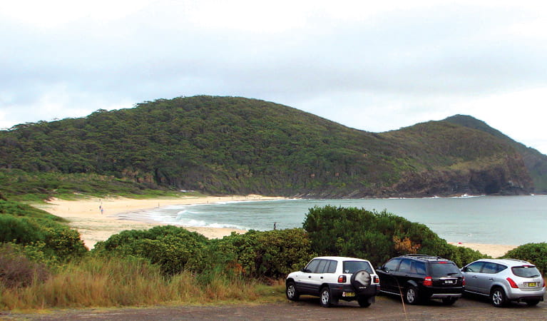 Cars parked at Elizabeth Beach picnic area, Booti Booti National Park. Photo credit: Ian Charles &copy; Ian Charles