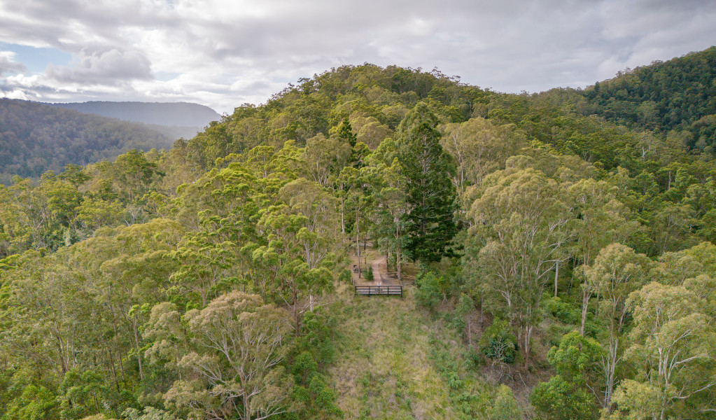 Aerial view of Border Loop lookout in Border Ranges National Park. Credit: John Spencer &copy; DPE 