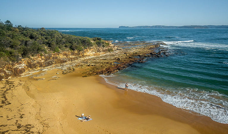 Aerial view of people at Putty Beach in Bouddi National Park. John Spencer &copy; OEH
