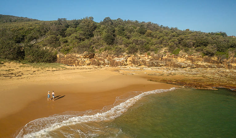 Aerial view of the headland at Putty Beach. Photo: John Spencer/DPIE