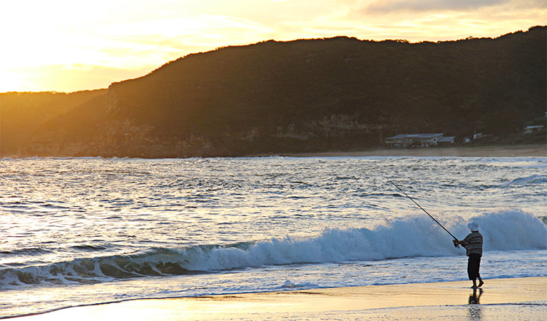 Fishing on the beach. Bouddi National Park. Photo: John Yurasek Copyright:NSW Government