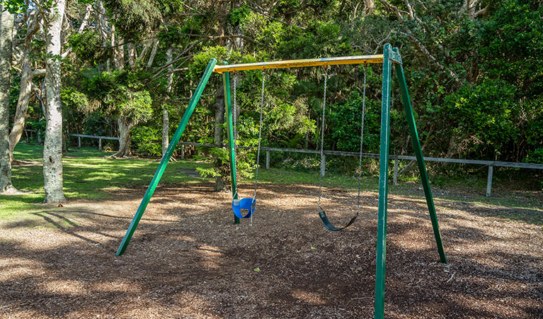 A swing set at Broken Head picnic area in Broken Head Nature Reserve. Photo: John Spencer/DPIE