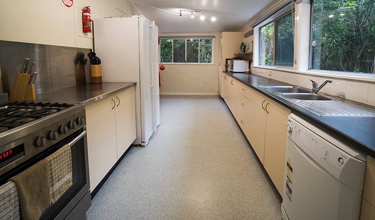 Kitchen in Forest House, Bundjalung National Park. Photo: J Spencer/OEH