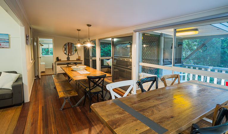 Dining room in Forest House, Bundjalung National Park. Photo: J Spencer/OEH