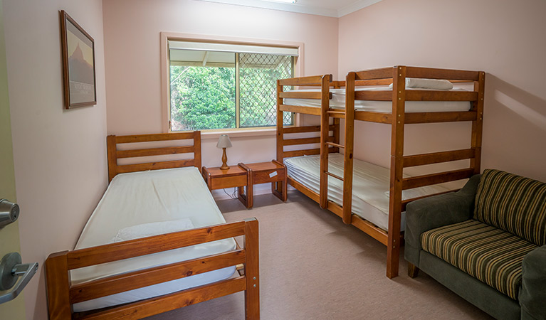 Single and bunk beds in Bunkhouse, Bundjalung National Park. Photo: J Spencer/OEH