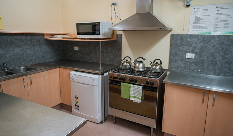 Internal barbecue area and kitchen in Swamp House, Bundjalung National Park. Photo: J Spencer/OEH